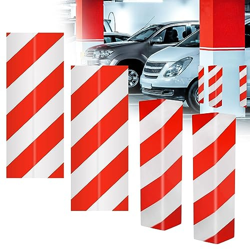 DECARETA 4 Stücke Kantenschutz Garage Türkantenschoner Selbstklebend Garagen Wandschutz EVA Schaumstoff Türschutz Garagenwand Türkantenschutz Autotür Wand Schutz mit Schwarz/Golden Streifen für Garage