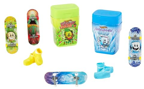 Hot Wheels Skate - Pacchetto Skate Profumati, include 2 tavole fingerboard esclusive 1 paio di scarpine da skate, 2 contenitori profumati, giocattolo per bambini, 5+ anni, HWV21