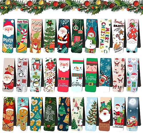 tao pipe 30 Stück Magnetische Weihnachts Lesezeichen, Weihnachtsmagnet Seitenclips, Santa Schneemann Seitenmarkierungen für Kinder, Studenten, Lehrer