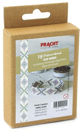Pracht Creatives Hobby 5884-00011 - DIY Bastelset zum Gestalten eines Perlenarmbands, mit weißen und bunten Miyuki-Perlen, Gesamtgröße ca. 17 x 1,4 cm