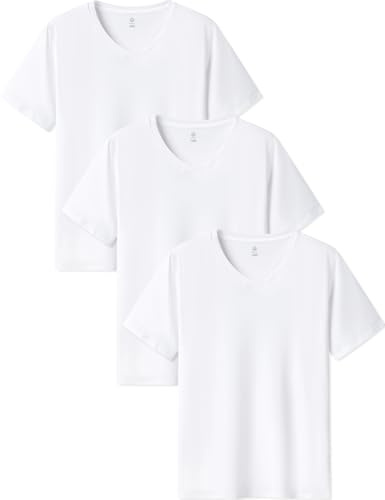 LAPASA Herr T-Shirts Bomull 3-pack, Affärsskjorta Kortärmad V-ringad M06