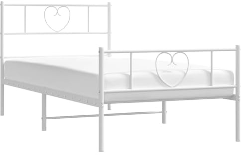 vidaXL Bettgestell mit Kopf- und Fußteil Metall Weiß 100x200 cm