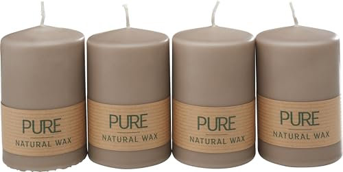 Stumpenkerze Pure Natural Wax, Ø 6 x 9 cm Sand