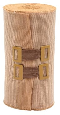 Elastische Kompressionsbandage zur phlebologischen Anwendung, Baumwolle, hautfarben, mit Verschlüssen – professionelle medizinische Anwendung (mittlere Dehnbarkeit 10 x 5 m)