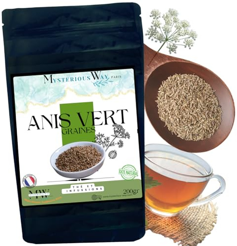 Mysterious Way Anís verde semillas té de hierbas e infusión. Se puede utilizar en cocina a granel (200 g)