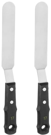 QUARKZMAN 2Pcs No.17 Couteaux à Palettes de Peinture à Spatule Ronde | en Acier Inoxydable, avec Manche en Bois, pour Peinture à l'Huile Acrylique Toile Mélange de Couleurs Épandage