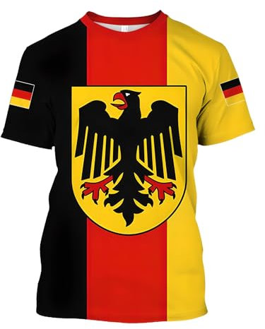 YuanDiann 2024 Europea Calcio Coppa Magliette Germania Tifosi Fare Il Tifo Sport Casual Uomo Donna Bandiera Nazionale Stampa Manica Corta Girocollo Traspirante Asciugatura Veloce T Shirt 12# M