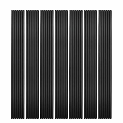 DECOON Mur TV - Lot de 7 Panneaux tasseaux Bois 250 x 30 x 1,9 cm - Lamelles placage Noir Fond Noir - 5,25m²