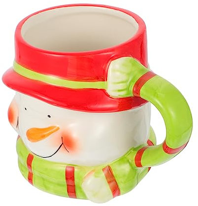 FUNOMOCYA Weihnachtlicher Keramikbecher Schneemann Tasse Weihnachtsmuster Kaffeetasse Milchbecher Frühstückstasse Robust Und Vielseitig Für Tee Wasser