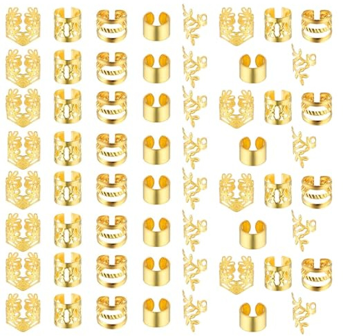 50 Stück Haarschmuck für Zöpfe, Verstellbarer Goldener Haarschmuck für Zöpfe, Loc-Schmuck für Haar und Dreadlock, Männer- und Frauen-accessoires