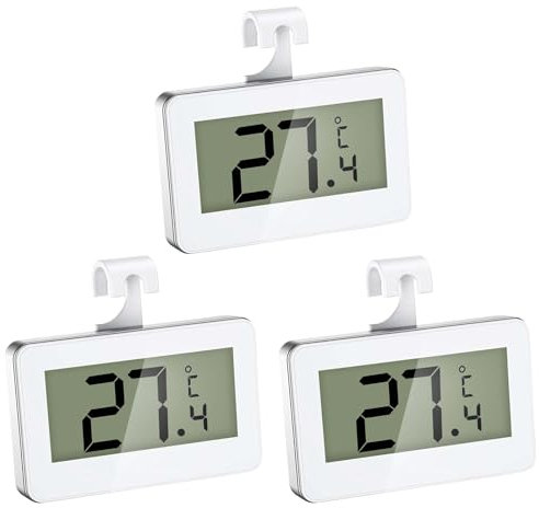 Termómetro digital para frigorífico, 3 unidades, con pantalla LCD fácil de leer, termostato para congelador con alarma de heladas, termómetro para el hogar, cocina