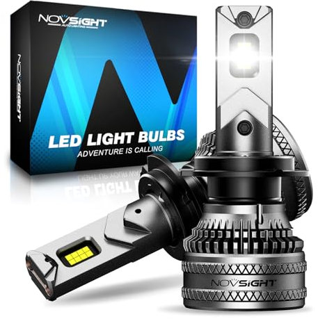 NOVSIGHT H7 LED Headlight Bulbs - 45000LM 200W H7 Headlight Bulbs with Fan, 6500K Cool White Brightness Halogen Replacement Conversion Kits, IP68 Waterproof, Pack of 2
