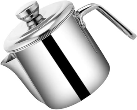 PRETYZOOM Recipiente Colador de Aceite 1,6l Acero Inoxidable Filtro Malla Fina Cocina Hogar con Tapa y Mango para Filtrar Grasa y Almacenar Aceite