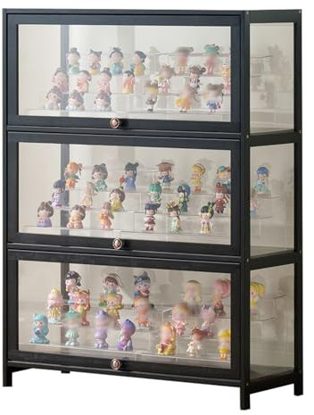 Witriolik Vitrinenschrank, Glasvitrine Stehend, Sammlervitrine Acryl-Sammlungsvitrine Curio-SchräNke für Miniaturmodelle von Autos, Figur(80x33x106cm-3 Schicht/Weiß-Auf DREI Seiten transparent)