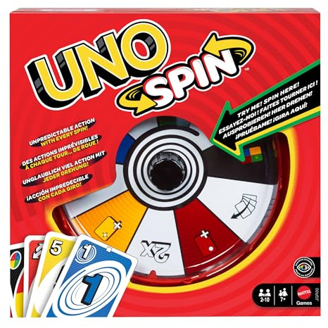Mattel Games UNO Wizz Jeu de cartes avec roue pour soirées entre petits, grands et en famille, nouveaux défis et règles, activité idéale pour les jours de pluie, JGR00