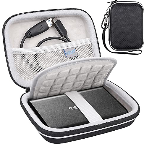 Lacdo Hård bärväska för Maxone Ultra Slim Portable External Hard Drive HDD USB 3.0 160GB 250GB 320GB 500GB 750GB 1TB EVA Stötsäker Vattenavvisande Skyddande Förvaring Resväska, Svart