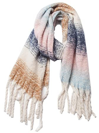 IQYU Musselin Schal Damen, gestreift, klobig, übergroß, Winter, warmer Schal, große Schals, Wickelschal Schal Kariert Damen (B, One Size)
