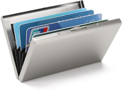 LOUEBICA Stainless Steel Credit Card Wallet RFID Blocking Metal Case Pocket Business Card Holder for Women and Men