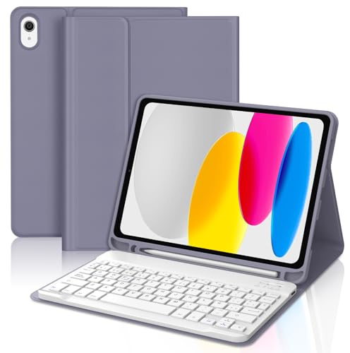 FOGARI Teclado para iPad A16 11ª Generación 2025/10ª Generación 10.9 2022, Español Ñ Teclado Bluetooth Magnético Desmontable para iPad A16 11 Generacion/10 Generación, Púrpura