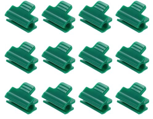 QUARKZMAN 12 Stück Rohr Klammern, 11-12mm PVC Rohrschellen Rohrhalterung Folienklammern Gartenbögen für Reihenabdeckung, Gewächshaus Kunststofffolie - Dunkelgrün