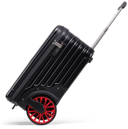 ROPLUS Extra Large Wheels Carry On Luggage Hard Shell Suitcase Top Opening Hardside Travel Luggage with TSA Lock (Black, 21-Inch)