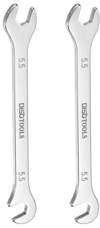 QUARKZMAN 2 Stück Super-Dünner Doppelmaulschlüssel 5,5 mm Metrischer Maulschlüssel 30Cr13 Edelstahl Abschrecken Polieren Schraubenschlüssel mit 15° und 75° Winkel Doppelmaul für Auto