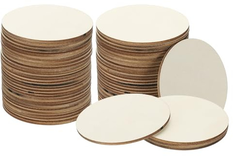 PATIKIL Wood Circles for Crafts, 3 inch Blank Unfinished Wood Round Slice Wooden Ornament Discs DIY Art Supplies for Crafting Painting Wedding Holiday Party Small Business, 60 Pcs