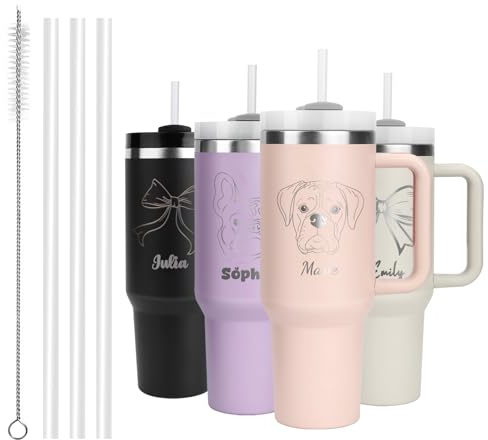 Personalisierter 40oz Edelstahlbecher,kann mit Muster und Thermobecher mit Gravur,Personalisierte Thermoskanne mit Deckel und Strohhalm,Für den Innen- und Außenbereic