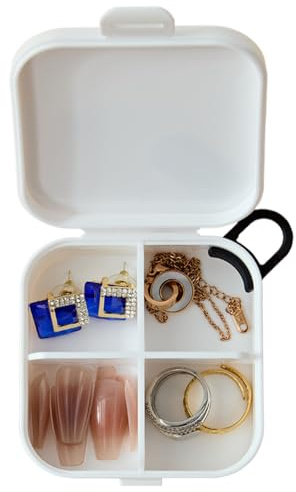 Generico Portapillole - Porta Elastici per Capelli da Viaggio | Organizzatore Multifunzione Portatile con Scomparti per Gioielli Bracciali Collane Orecchini Anelli Accessori