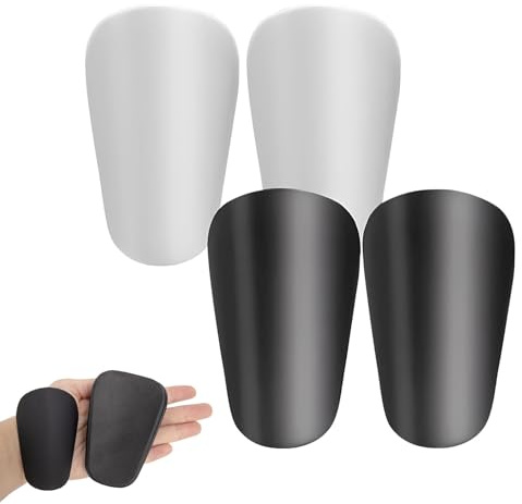 Lot de 4 protège-tibias de football pour enfant - Résistants aux chocs - Mini 6 cm/8 cm - Noir et blanc - Flex Shield - À insérer - Équipement de football à partir de 10 ans (6 x 10)