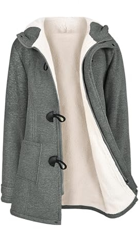 Yuson Girl Felpe Lunga con Cappuccio Donna Cardigan con Zip Cappotto con Cappuccio a Maniche Lunghe Tinta Unita Giubbotto Donna Invernale Giacche e Cappotti in Pile con 2 Tasches(Grigio Scuro, XXL)