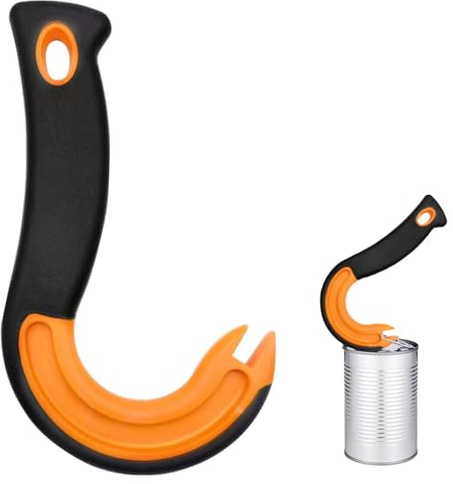 J-Shaped Can Opener, J-Shaped Kitchen Aid, Ring Pull Glass Opener, Canning Opener, Hook Can Opener, Jar Opener, Lid Opener, Bottle Opener, Easy to Open for Cans with Locking Rings (Pack of 1)