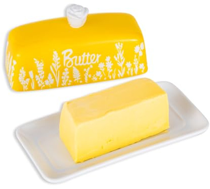 lomonmen Butterdose Keramik mit Deckel,Butterdose Emaille,Butterglocke Keramik mit Griff,Butterbehälter Butterbox für Weiche und Frische Butter,Spülmaschinengeeignet
