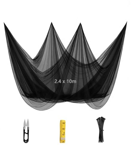 SUPAWAY Moskitonetz 2,4m x 10m Fliegengitter Insektenschutznetz DIY Feinmaschig Garten Gemüse Schutz Netz Meterware mit Kabelbinder, Maßband und Schere für Outdoor Terrasse, Balkon, Pavillon, Camping