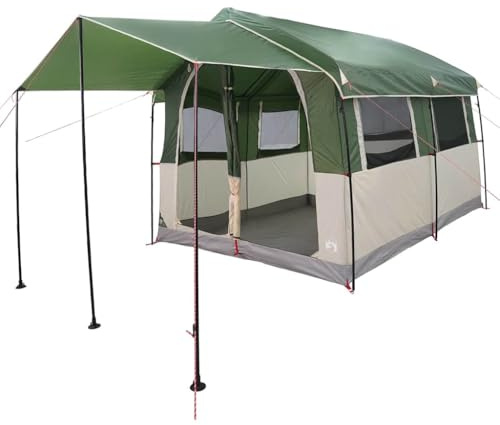 vidaXL Familjedom 4-personer med tak Grön och Vit 324 x 255 x 230 cm,
