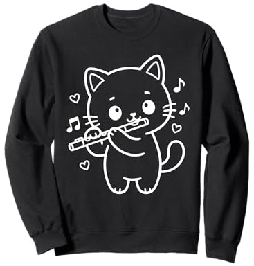 Kawaii Katze Flöte Spielen Flötenmusiker Orchester Sweatshirt