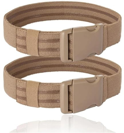 2 Styck Elastiska lårband - Fäste för vapenholster till jakt/friluftsliv med snabblösningsspänne(TAN 2PCS)