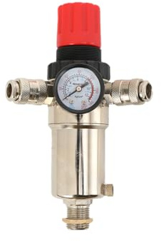 YILIKISS Druckluftregler Druckminderer mit Manometer, Filter, 2x Universal Anschluss, 1/2 M Anschluss, Press. Max 15 bar, Fördermenge 3000 l/min. Ideal für Montage auf Kompressortank
