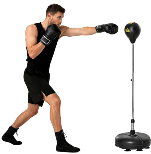 HOMCOM Punching Bag with Stand Speedball for Teens 133-151 cm | Freestanding Boxing Bag Set, Adjustable Height