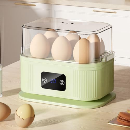 Elektrisk Äggkokare, Oval Äggkokare för 6 Ägg med One-Touch Kontroll och Timer, Skydd mot Torrkokning och Automatisk Avstängning, Platsbesparande Design för Hem Kontor Studentrum Green