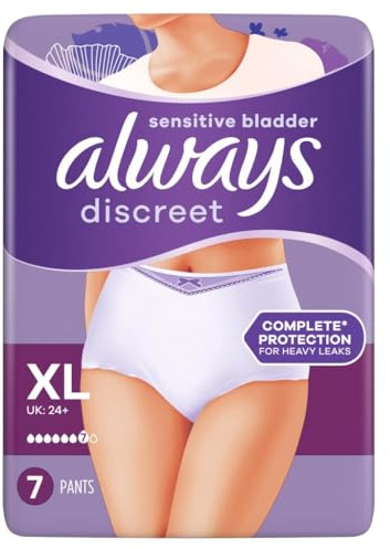 Always Discreet Culottes pour Incontinence, Fuites Urinaires, Taille XL, 7 - Lot de 7 culottes