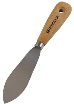 Couteau à mastiquer feuille de laurier avec lame en acier trempé verni et manche en bois FSC, outil pour mastic, plâtre et enduit