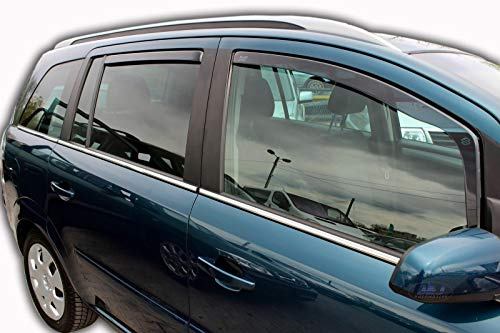 J&J AUTOMOTIVE Windabweiser passend für Opel Zafira B 5-Türer 2005-2010 4tlg, Heko Regenabweiser Vorne Hinten Getönt Dunkel Passform