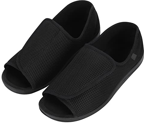 ITODA - Scarpe da diabetiche da uomo, con punta aperta, con apertura regolabile, per interni ed esterni, antiscivolo, comode per piedi gonfiati