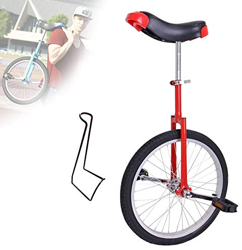 NANANA Einrad 20 Zoll Single Round Kinder Erwachsene Balance Radfahren Übung und Gratis Ständer Balance Radfahren, Outdoor Sport Fitness-Übungs-Gesundheit,Rot