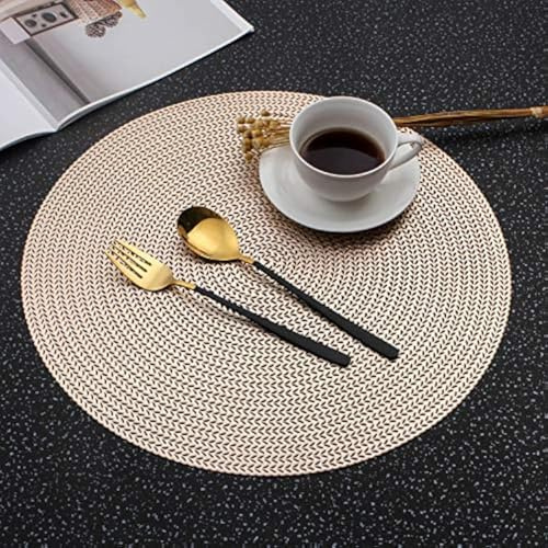 Hosoncovy 4er Pack PVC Tischsets Hohl Tisch Tischsets Hitzebeständig rutschfeste Tischsets Runde Tischsets Wheatear Dekorative Tischsets für die Wohnküche (Gold)
