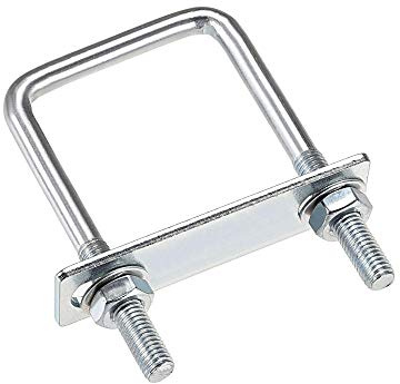 sourcing map 4 Stück Vierkant U-Bolzen Bügelbolzen Bügelschrauben 2(50mm) Innenbreite 100mm Länge Kohlenstoffstahl M8 mit Muttern, Rahmenplatte, runde Unterlegscheiben