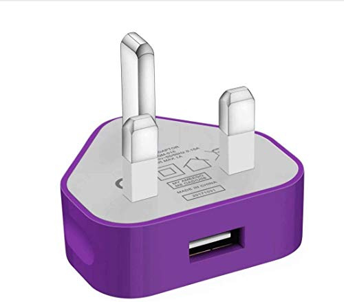TECHNOPLAY UK 3-Pin Plug Mains Charger Adapter – 1AMP 1000mAh Fast Speed Travel USB Wall Charger Compatible with iPhone, iPad, iPod, Samsung Galaxy Tab, Huawei, Tablets, and Other USB Devices
