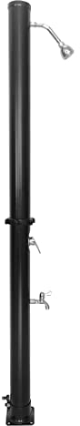 OUTLIV. Solardusche mit 38L Wassertank, Kalt-/Warmwasser, clevere und energieeffiziente Solardusche, Gartenschlauch-Anschluss, Ø11x210cm, Schwarz
