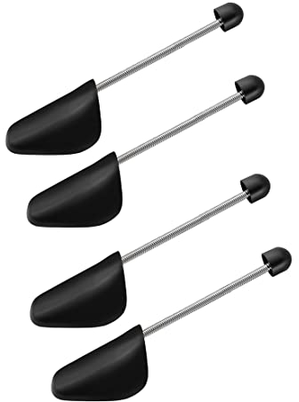 Bamboopack 2 Pairs Black Plastic Shoe Tree Stretcher Shaper Portable Men Support Shoes Adjustable Spring Holder Shaper for Keeping Shoes in Shape